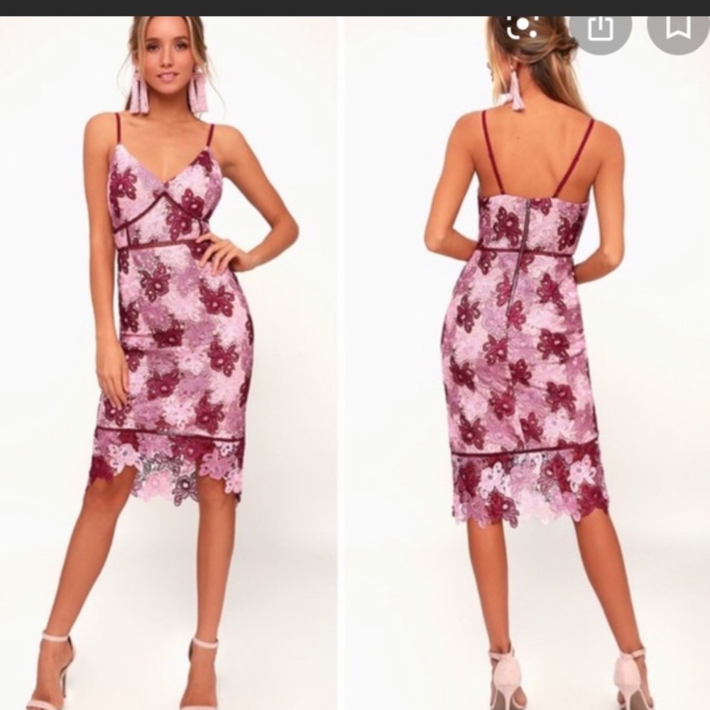 Lulus Endless Elegance Mauve Multi Lace Dress
